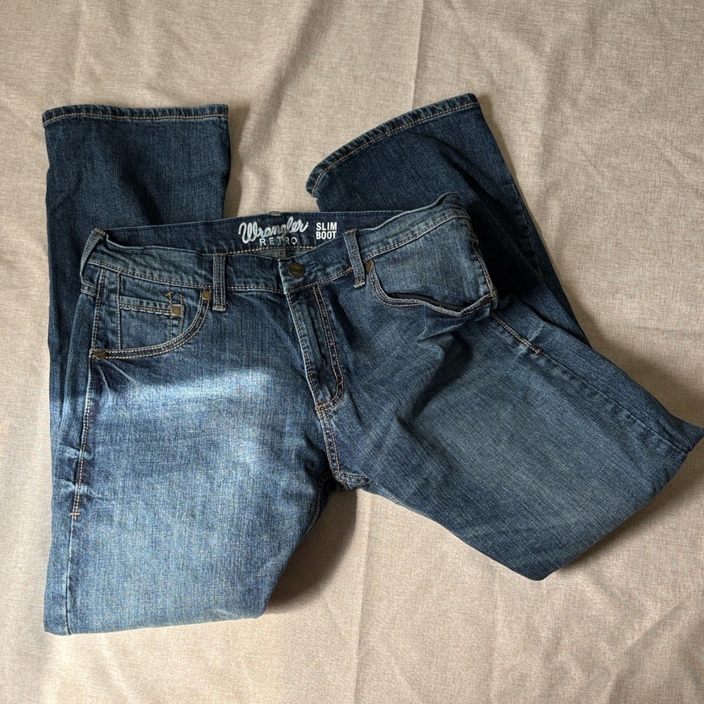 Wrangler Men's Retro Slim Bootcut Blue Jeans